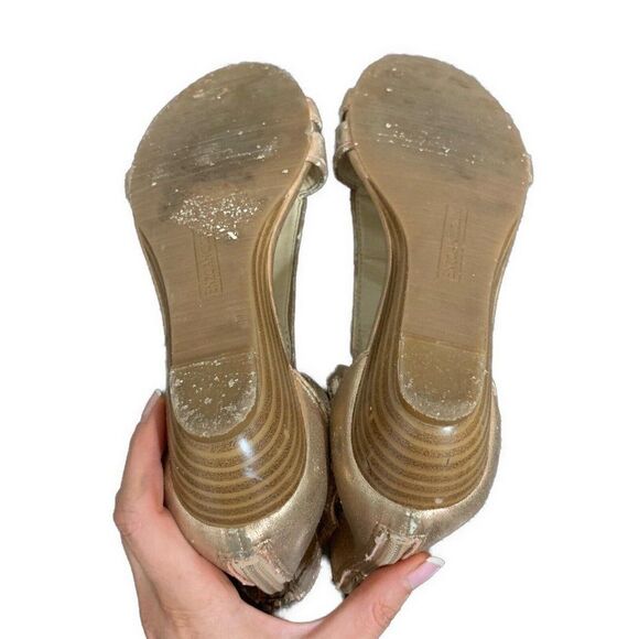 enzo angiolini Eakilly Rose Gold Gladiator Low Wedge Stud Sandals 7.5 - Picture 5 of 5